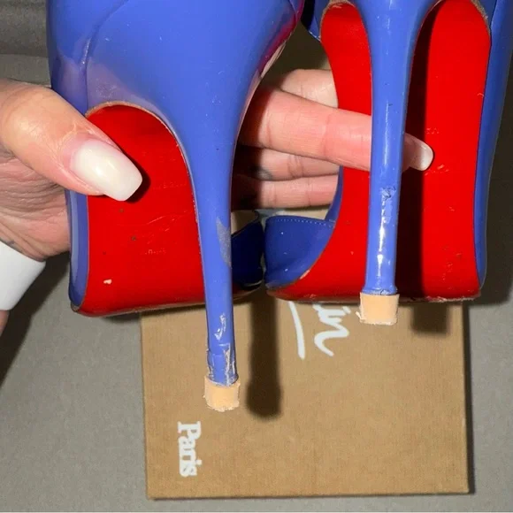 Christian Louboutin Iriza 100mm Pervenche Patent Pumps - Picture 10 of 10